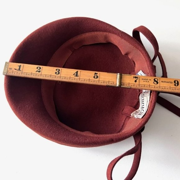 Elegant Brown Wool Pill Box Beret EUC 000 - Picture 8 of 8